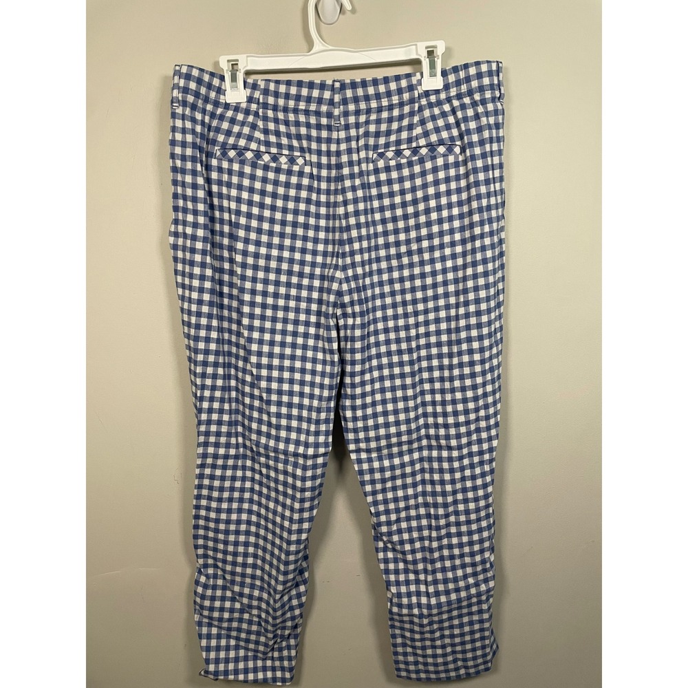 J.Jill Linen Stretch Blue and White Gingham Pull On Pants Size Large - Picture 5 of 9